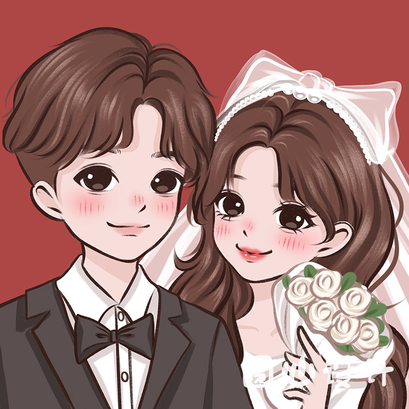 q版情侣手绘头像定制 真人照片转漫画动漫卡通原创设计微信约稿