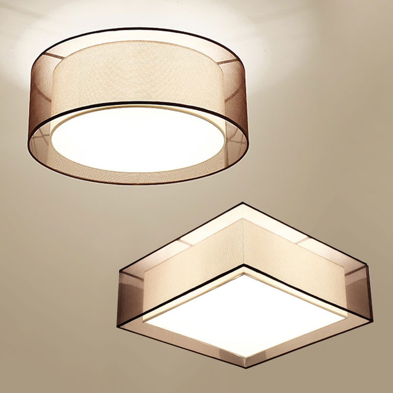 新中式吸顶灯中国风咖啡纱现代简约方形客厅卧室书房仿古别墅轻奢