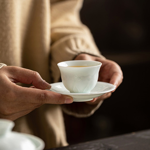 皓澜庭青瓷手工复古茶杯家用陶瓷品茗杯闻香杯功夫茶具主人杯单杯