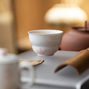 喝茶杯主人杯高档茶具单杯 皓澜手绘兰花陶瓷茶杯品茗杯家用中式