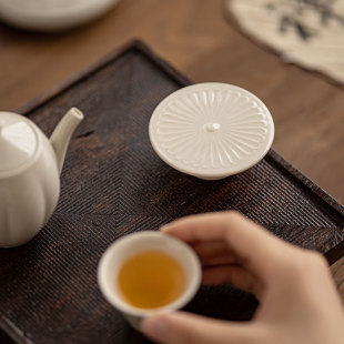 盖置家用复古茶壶盖碗盖子搁置架茶道零配件 皓澜庭陶瓷草木灰中式