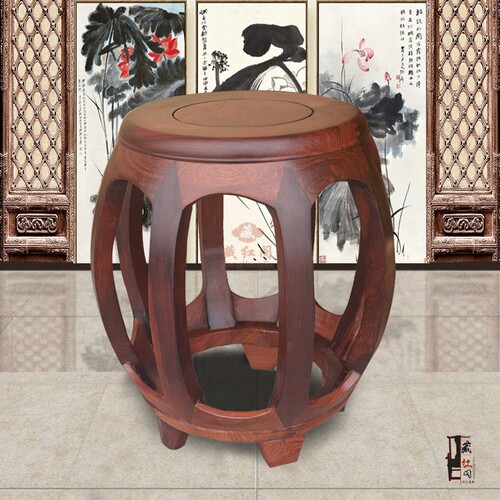 缅甸花梨木中式素面鼓凳
