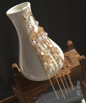 珍珠耳环耳夹女无耳洞汉唐长耳坠轻奢高级感中式耳环2022年新款潮