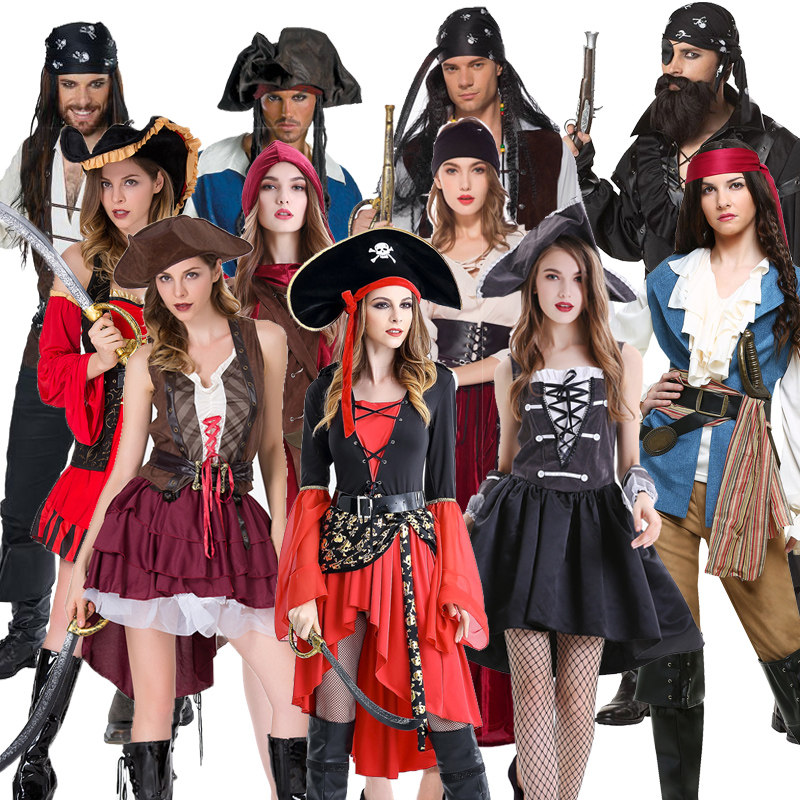 万圣节海盗杰克船长服装cosplay男海盗衣服加勒比海盗强盗演出服