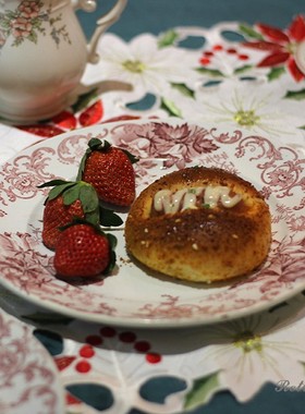 Retro中古法国红色复古花卉盘子甜品盘平盘风铃草花圆形餐盘摆件