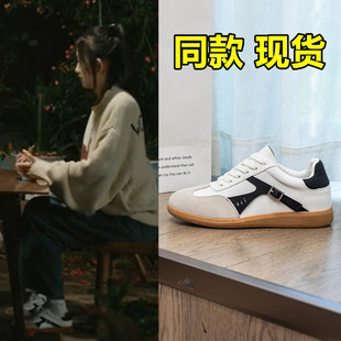 有你的时光里王灵均周依然同款德训鞋真皮小白鞋子平底女运动板鞋