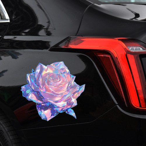 汽车遮划痕防刮蹭反光贴纸紫晶玫瑰创意车贴镜子玻璃电动车新款25