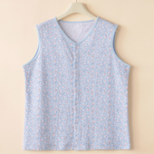 印花纯棉开衫 薄款 家居服睡衣妈妈背心 中老年人女夏季 超级熊大码