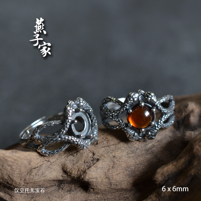 燕子家男女款纯银复古戒托