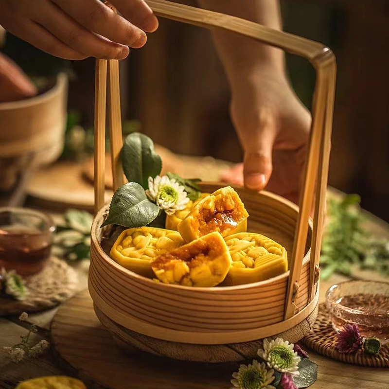 圆形手提笼屉包子木盒