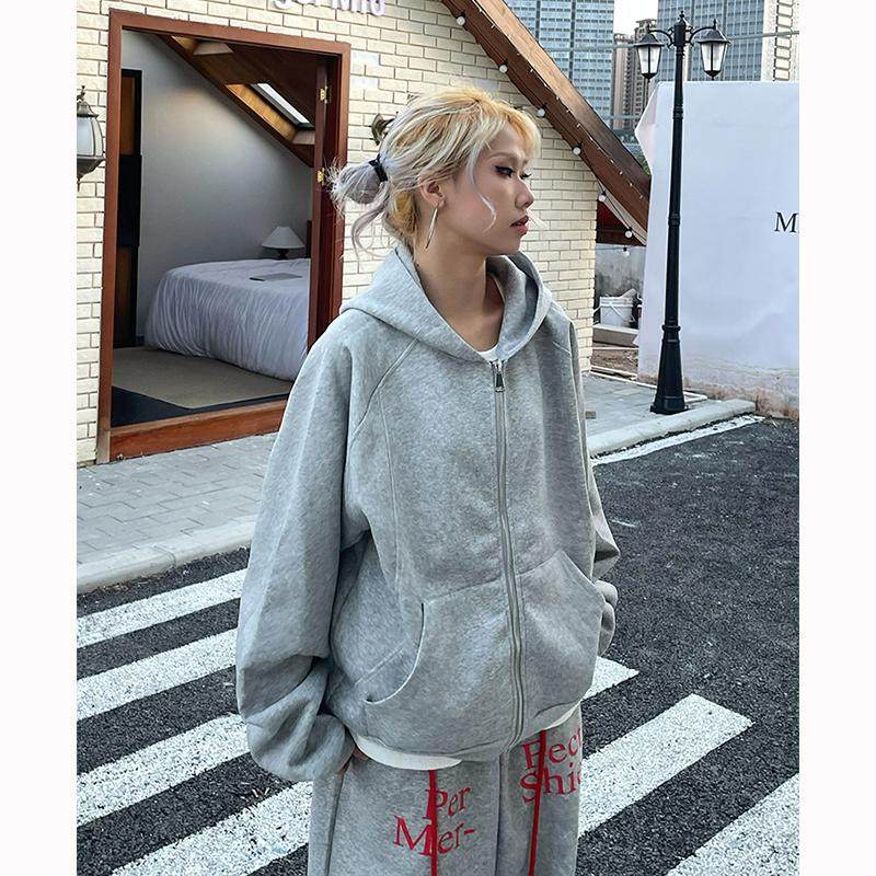 美式复古辣妹设计感连帽卫衣