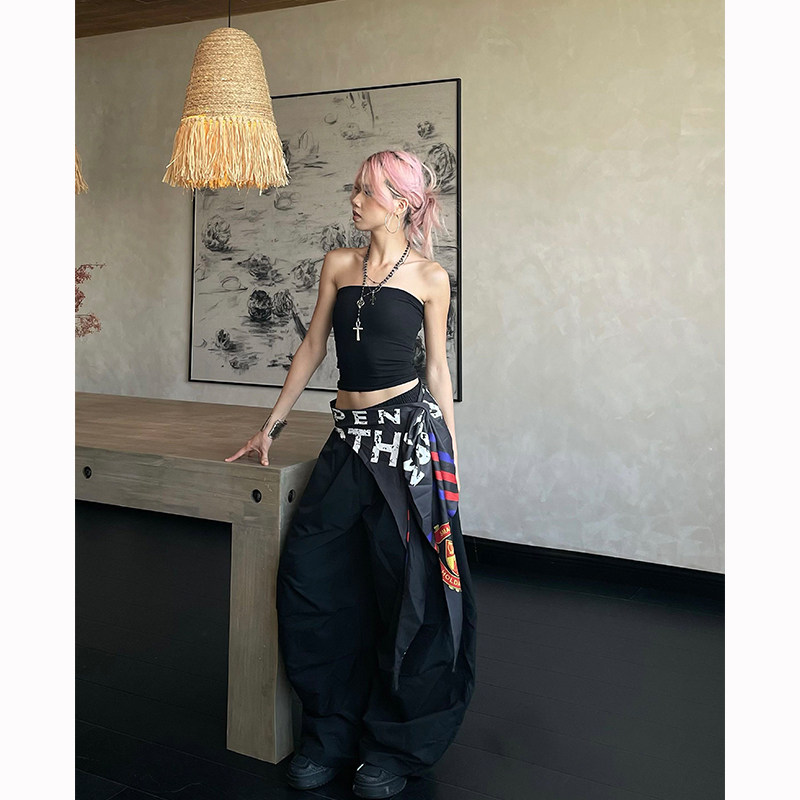 美式辣妹街头可拆卸屁帘工装裤