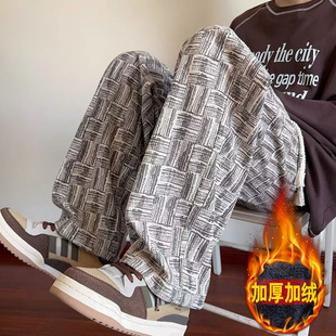 直筒灯芯绒裤子男款冬季2025新款大码卫裤加绒宽松阔腿休闲裤男裤