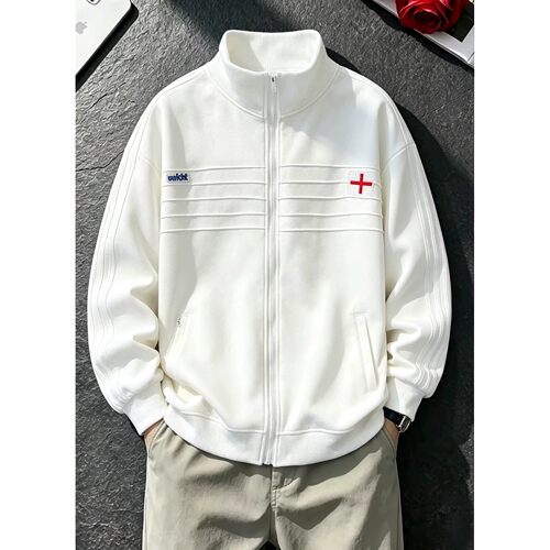 英格兰压皱贴标刺绣训练服夹克