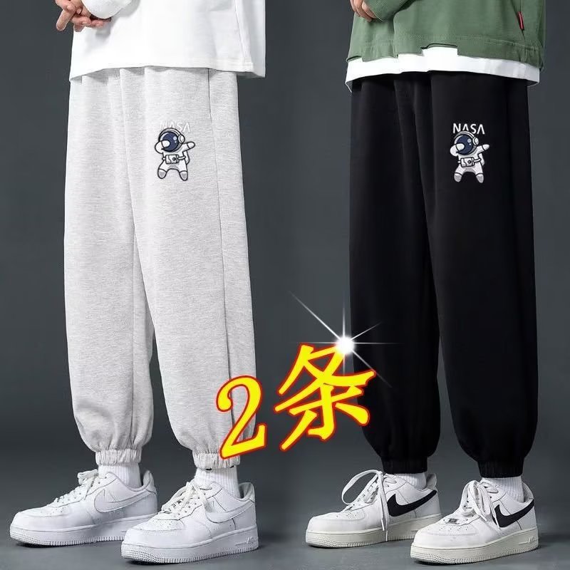 春秋季个性印花休闲裤男宽松百搭潮流运动裤子韩版学生束脚卫裤男