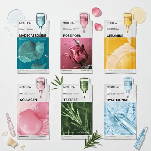 韩国mediheal美迪惠尔玫瑰积雪草面膜补水保湿舒缓提亮滋润10片装