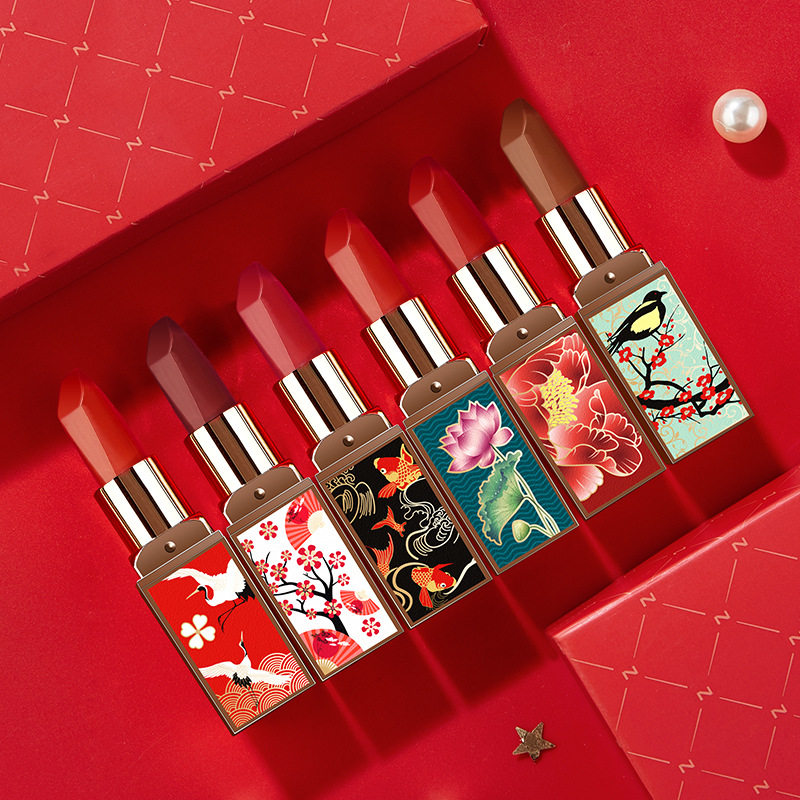 中国风口红套装保湿持久防水持久不易脱色滋润复古风国货唇膏素颜