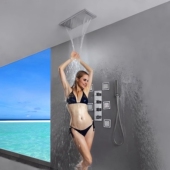 全铜双瀑布多功能侧喷淋浴组合 入墙式 香港ROCCO卫浴暗装 花洒套装