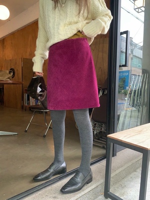 直邮 wearraw 25fw 韩国东大门温柔灯芯绒A字高腰半身裙秋冬新款