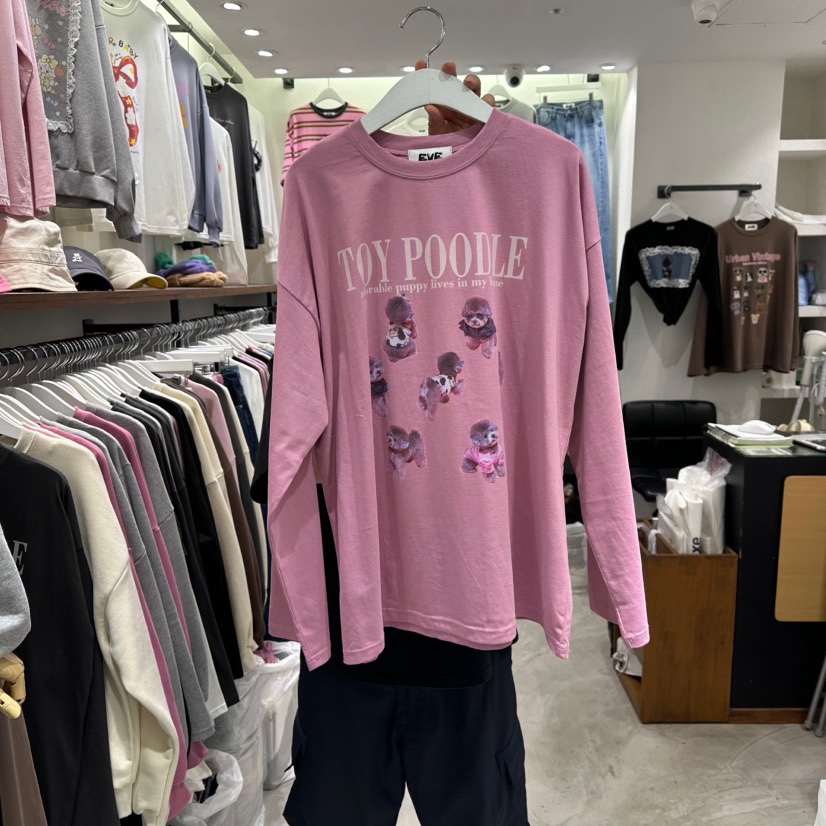 直邮 EVE 25fw 减龄少女风可爱小狗纯棉宽松长袖T恤秋季新款