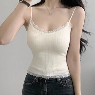 包邮 首尔印象韩代 26ss 蕾丝花边修身显瘦内搭小吊带女早春新款