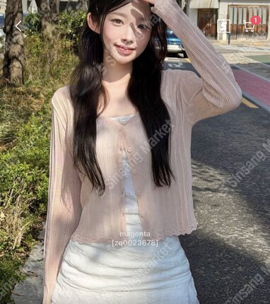包邮 首尔印象韩代 26ss 简约百搭纯色修身单排扣防晒针织开衫女