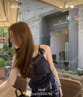 直邮 首尔印象韩代 26ss 软妹风格纹纯色挂脖松紧收腰吊带背心女
