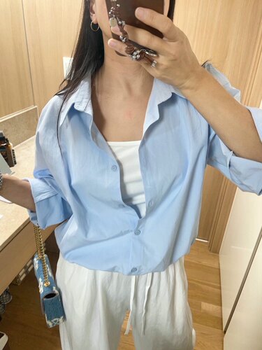 直邮 CELLONA 26ss 韩式百搭款宽松吊带翻领棉质假两件长袖衬衫女