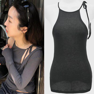 直邮 首尔印象韩代 26ss 时髦休闲百搭系带修身内搭吊带背心女
