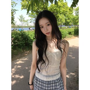 直邮 首尔印象韩代 26ss 温柔女人味蕾丝花边修身小吊带