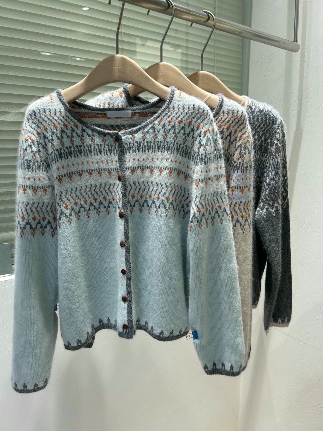 直邮 lakerr正品 25fw 韩代费尔岛花纹 温柔提花舒适毛衣针织开衫