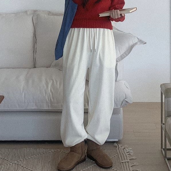 包邮 东大门抽绳松紧腰灯芯绒收腿卫裤休闲裤女 首尔印象秋冬新款