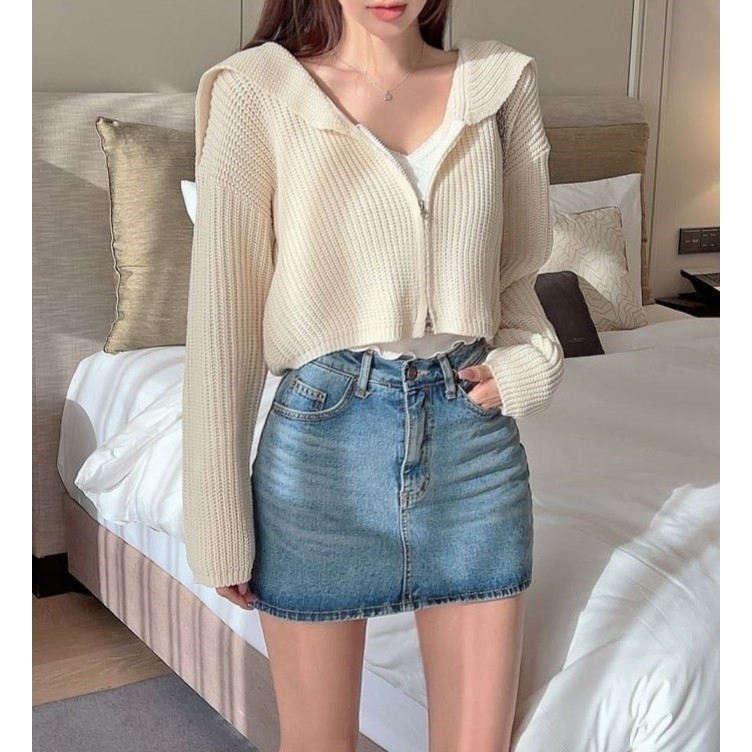 首尔印象韩代 东大门ins风 糯叽叽披肩大翻领针织短外套女24早春