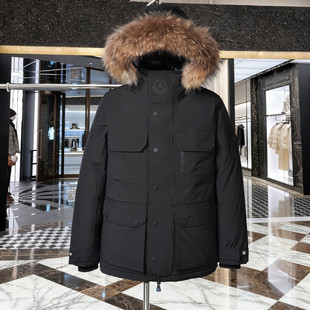 中性工装毛领派克羽绒服男女中长款2025冬加厚保暖情侣外套防寒服