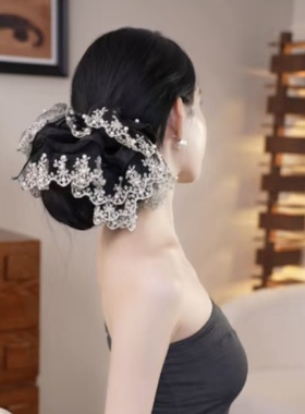 超大号蕾丝花边大肠发圈高级感头绳发饰发夹头花欧若精灵风韩系女