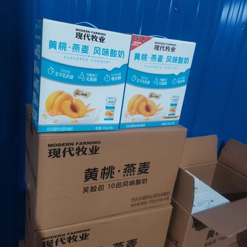 现代牧业巴氏杀菌黄桃燕麦酸奶