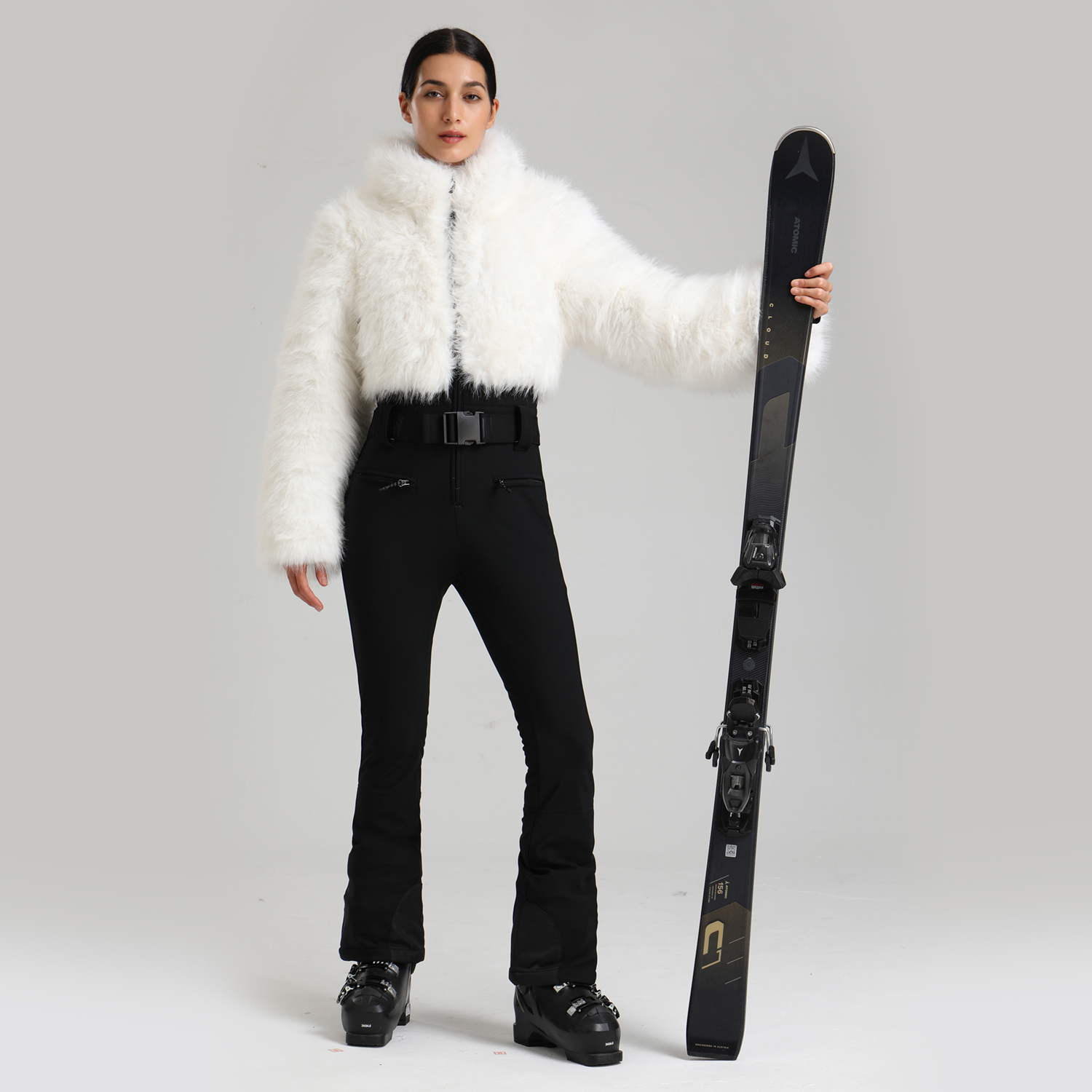 GSOUSNOW双板连体滑雪服女款毛绒套装防风防水保暖3L修身滑雪衣裤