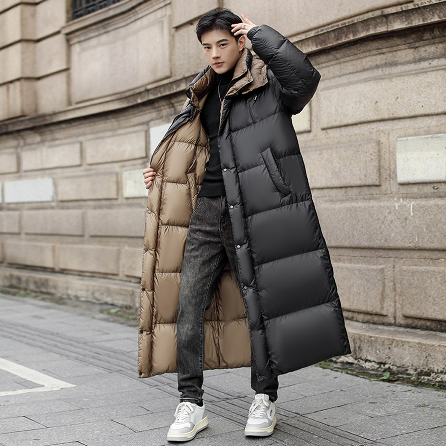 鹅绒长款羽绒服玛特尔连帽外套