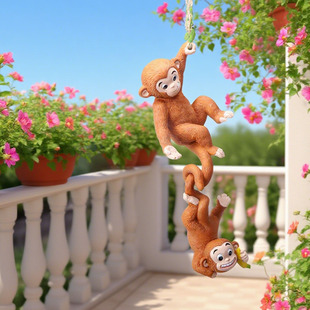 仿真动物小猴子挂件挂树上装饰花园庭摆件户外园林幼儿园别墅造景