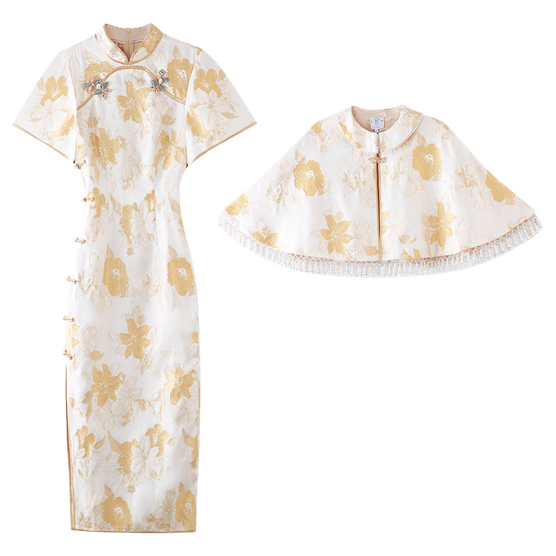 Spring autumn trench coat, retro cheongsam, doll, set, doll collar Spring autumn trench coat, retro cheongsam, doll, set, doll collar