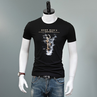 夏季 潮流韩版 修身 男士 衣服体恤大码 t恤2021新款 打底衫 青少年 短袖