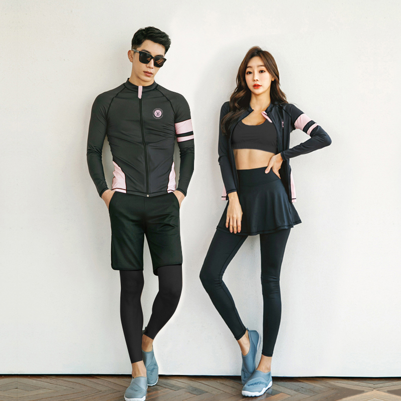 韩国潜水服女分体裙式显瘦拉链长袖水母服浮潜服冲浪服速干游泳衣