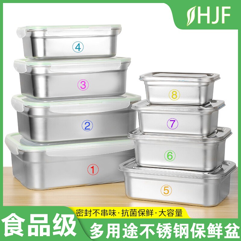 不锈钢保鲜盒带盖冰箱食品留样盒