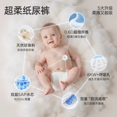 超薄新生纸尿裤尿裤婴儿宝宝亲肤婧麒大白透气骑士男女超柔尿不湿