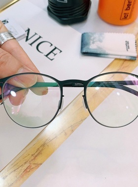 高品质现货icberlin眼镜无螺丝圆形超轻薄钢复古舒适男女同款眼镜