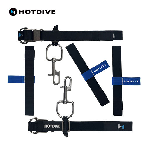 HOTDIVE 技术水肺潜水侧挂瓶箍钛合金橡皮圈气瓶固定瓶带调整含钩