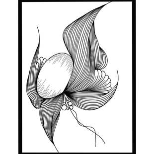 m431缠绕画禅绕装饰黑白线条艺术设计现代花卉图案抽象元素装饰画