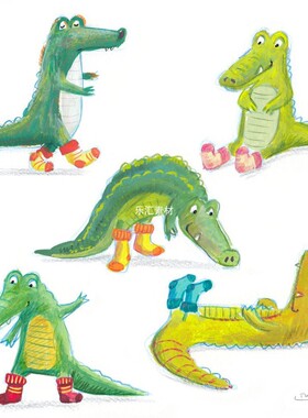 A417儿童插画图集彩铅蜡笔油画棒小动物国外绘本插画设计手绘稿