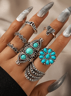 复古民族风戒指松石波西米亚海边