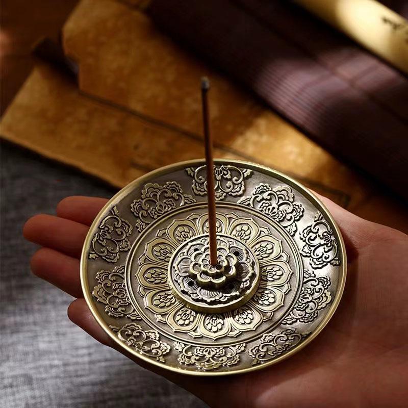 莲花金属香插香座线香托盘底座